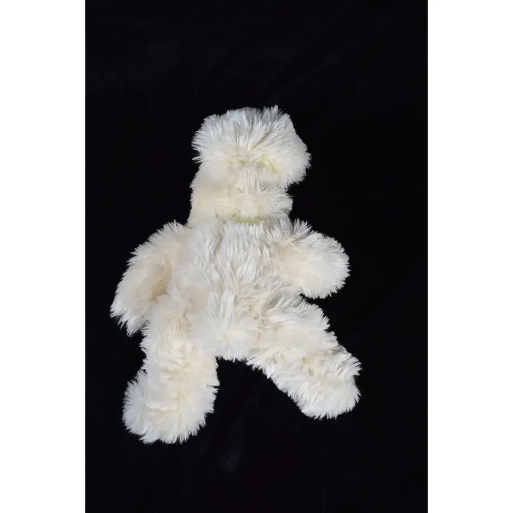Fluffy White Easter Bunny Plush Rabbit Stuffed Animal Sitting Green Bows 13